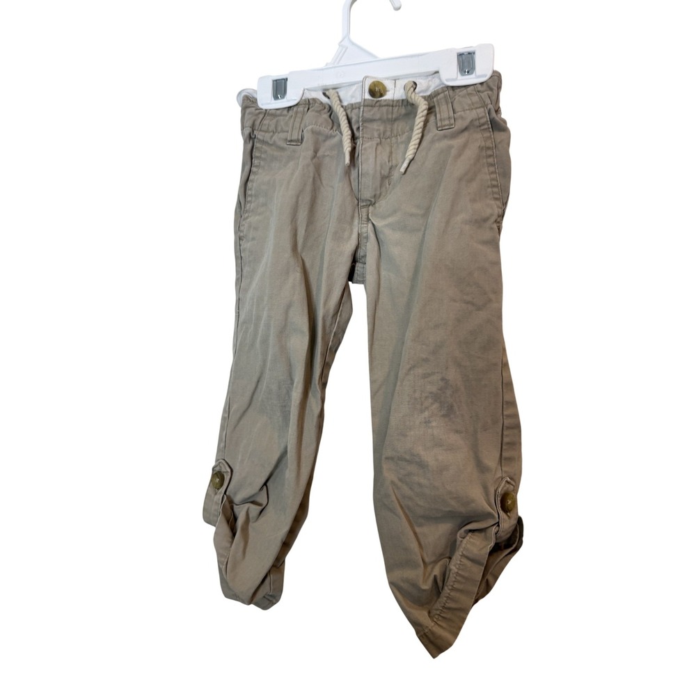 Janie And Jack Pants Toddler Boys 2T Beige Khaki Drawstring Roll Tab Casual